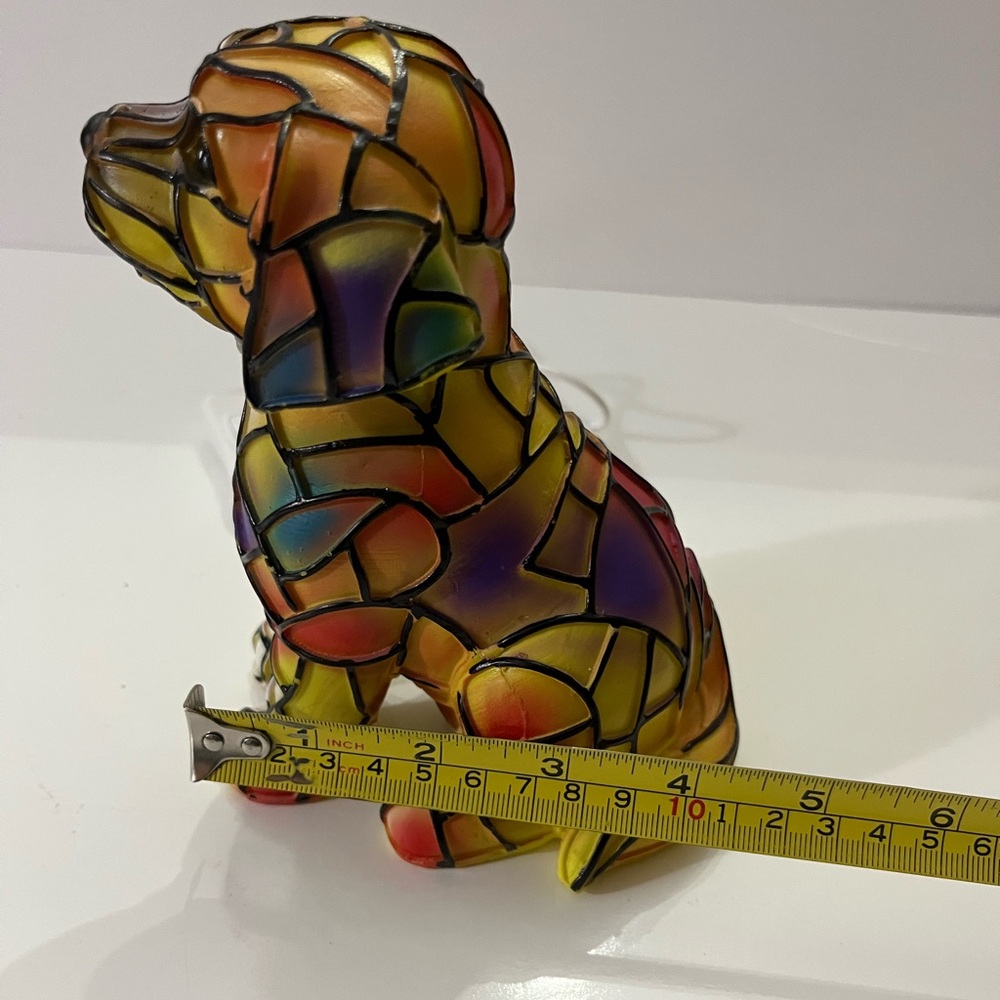 Stained Glass look Dog Art night light tabletop decor with stained resin design. - Picture 8 of 9